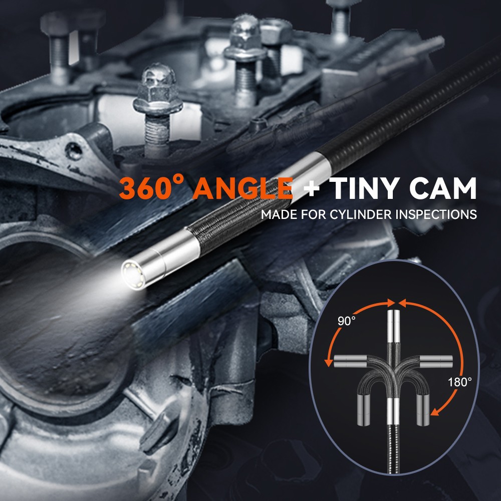 Two-Way Articulating Borescope Camera with Light Endoscope Inspection HD Camera