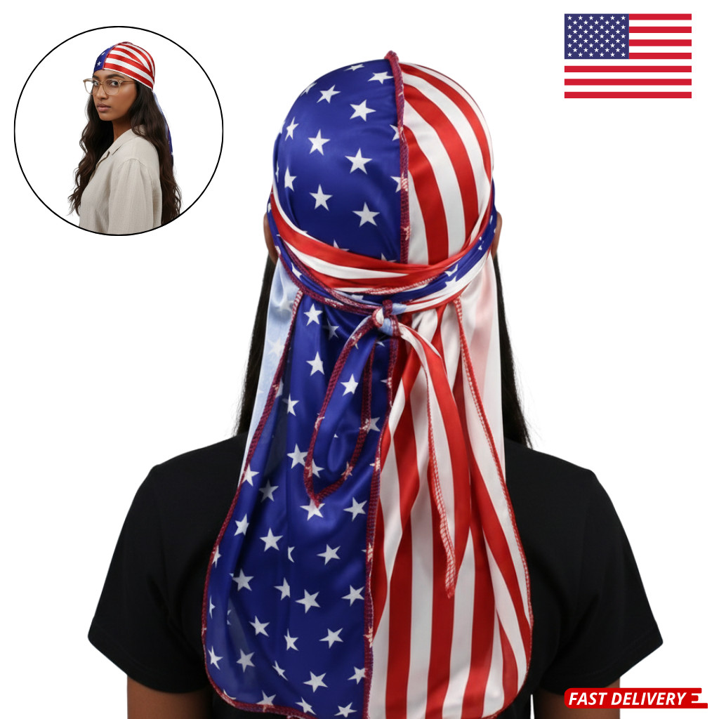 USA Flag 100% Silk Paisley Bandanas 22"X22" Scarf Head Bandannas Womens Mens