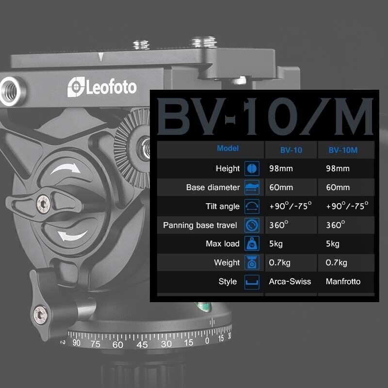 Leofoto LVM-323C+BV-10 Carbon Fiber Video Tripod Kit with 75mm Bowl