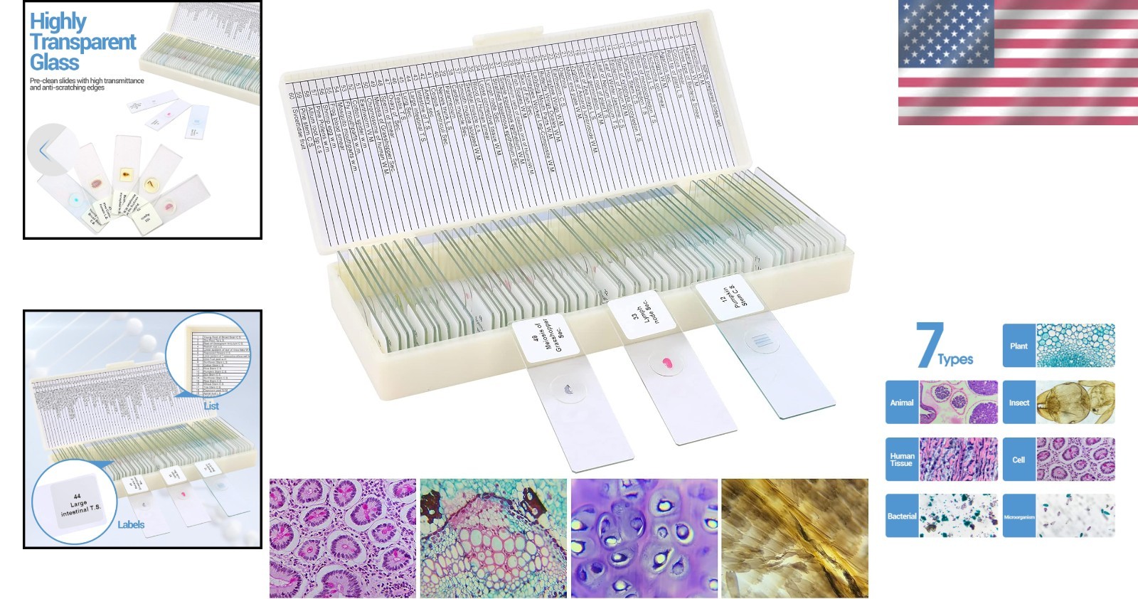 60 Microscope Slides with Varied Specimens - Perfect for Learning and Fun!