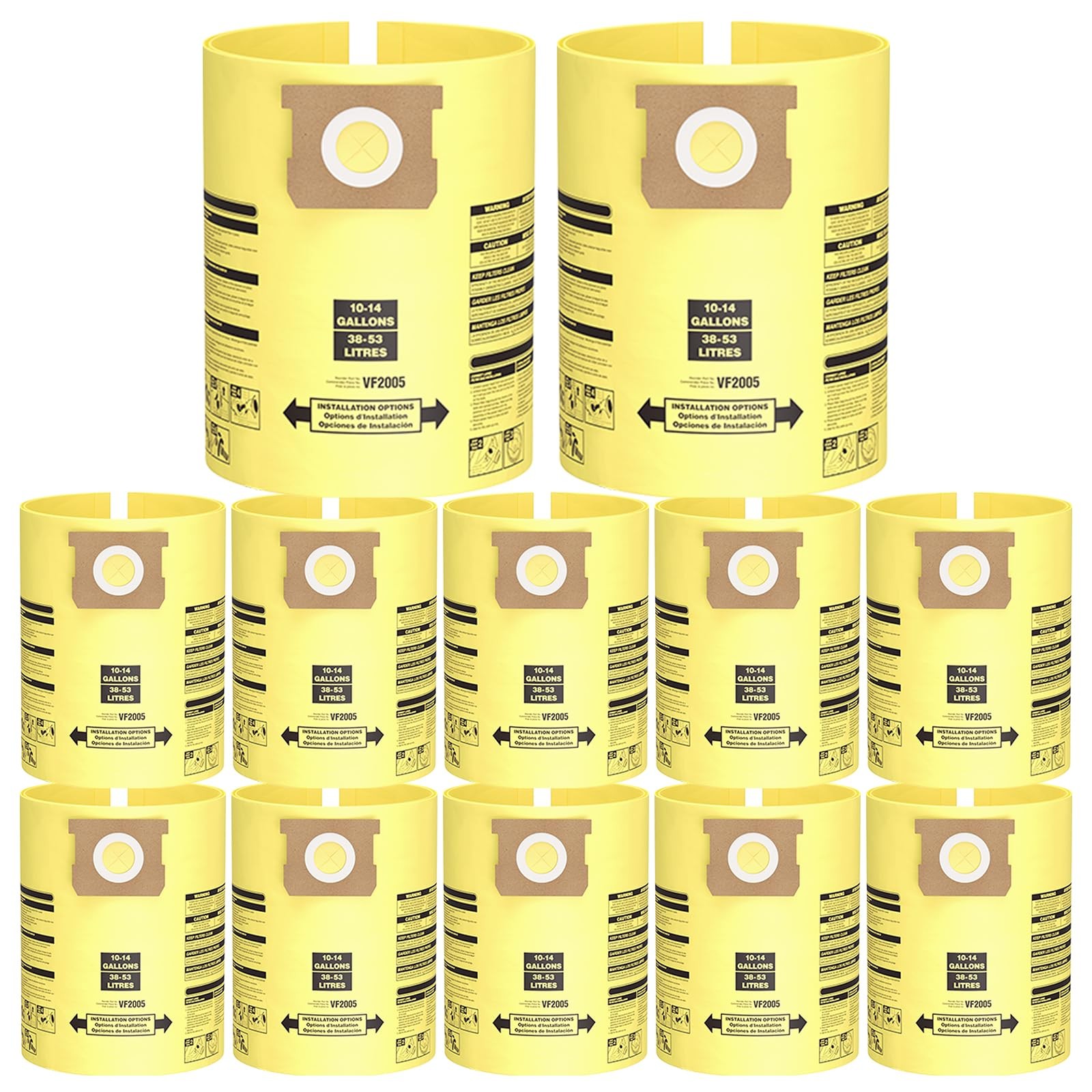 10PCS 10-14 Gallon Vacuum Bags for Shop Vac (10Pcs), yellow