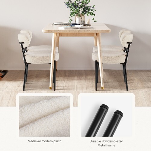Chair 2-piece dining chair set, Boucle soft-padded kitchen chair