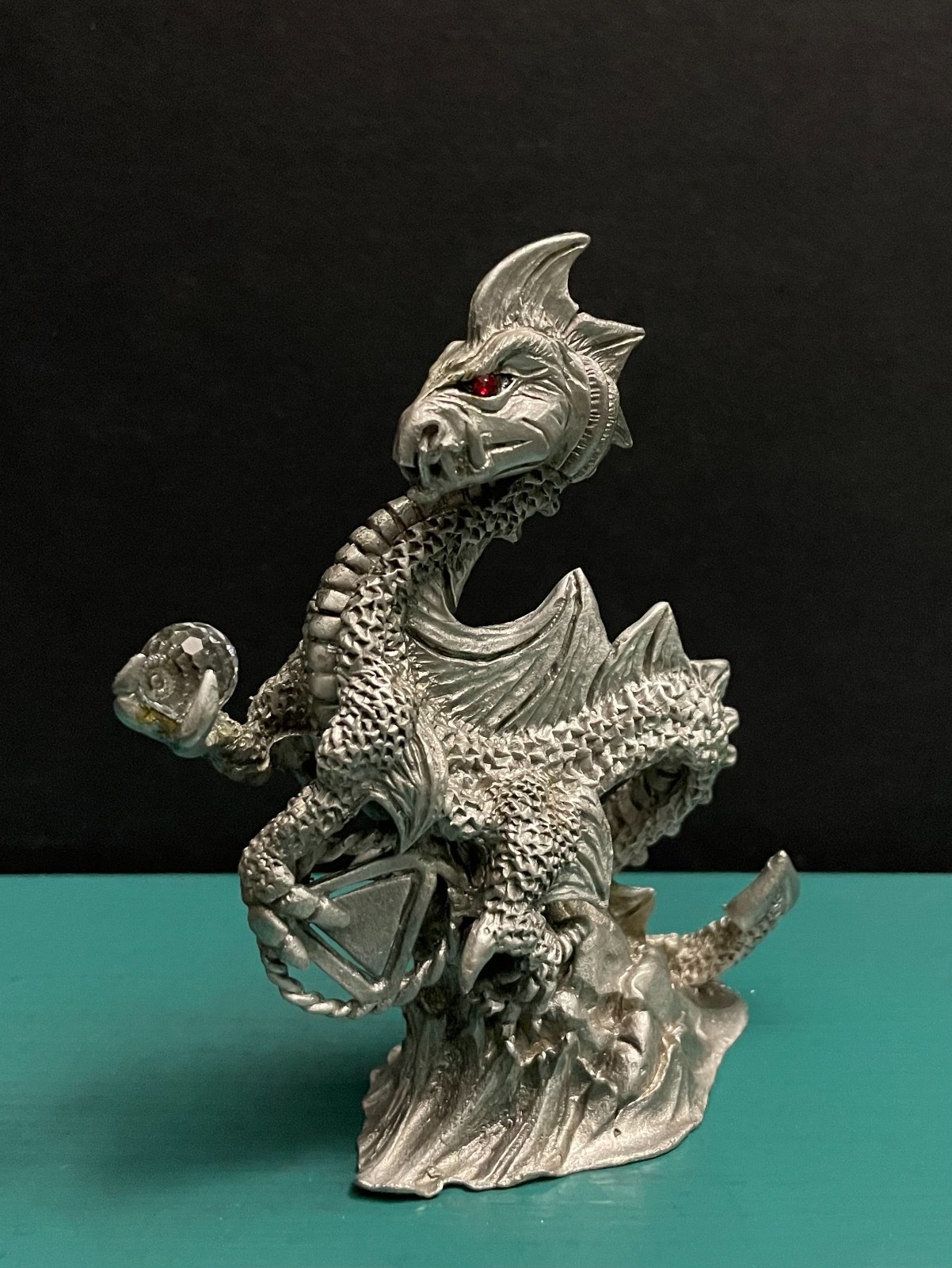 Gallo Pewter Red Eyes Wyvern Dragon Loch Ness Crystal Ball Figurine LOTR GOT RPG
