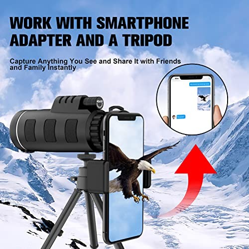 JIASIFU 40X60 HIGH DEFINITION MONOCULAR TELESCOPE SMARTPHONE ADAPTER BLACK