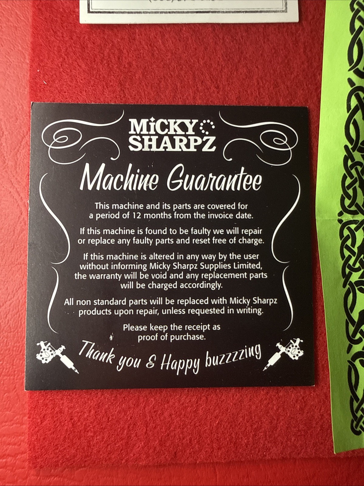 Micky Sharpz Iron Micro Dial Tattoo Machine 2017 Certificate of Authenticity