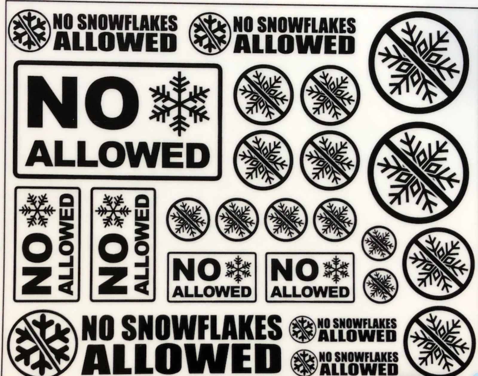 1/10 1/8 RC No Snowflakes Stickers / Decals - Fits Traxxas Arrma Losi Axial TRX