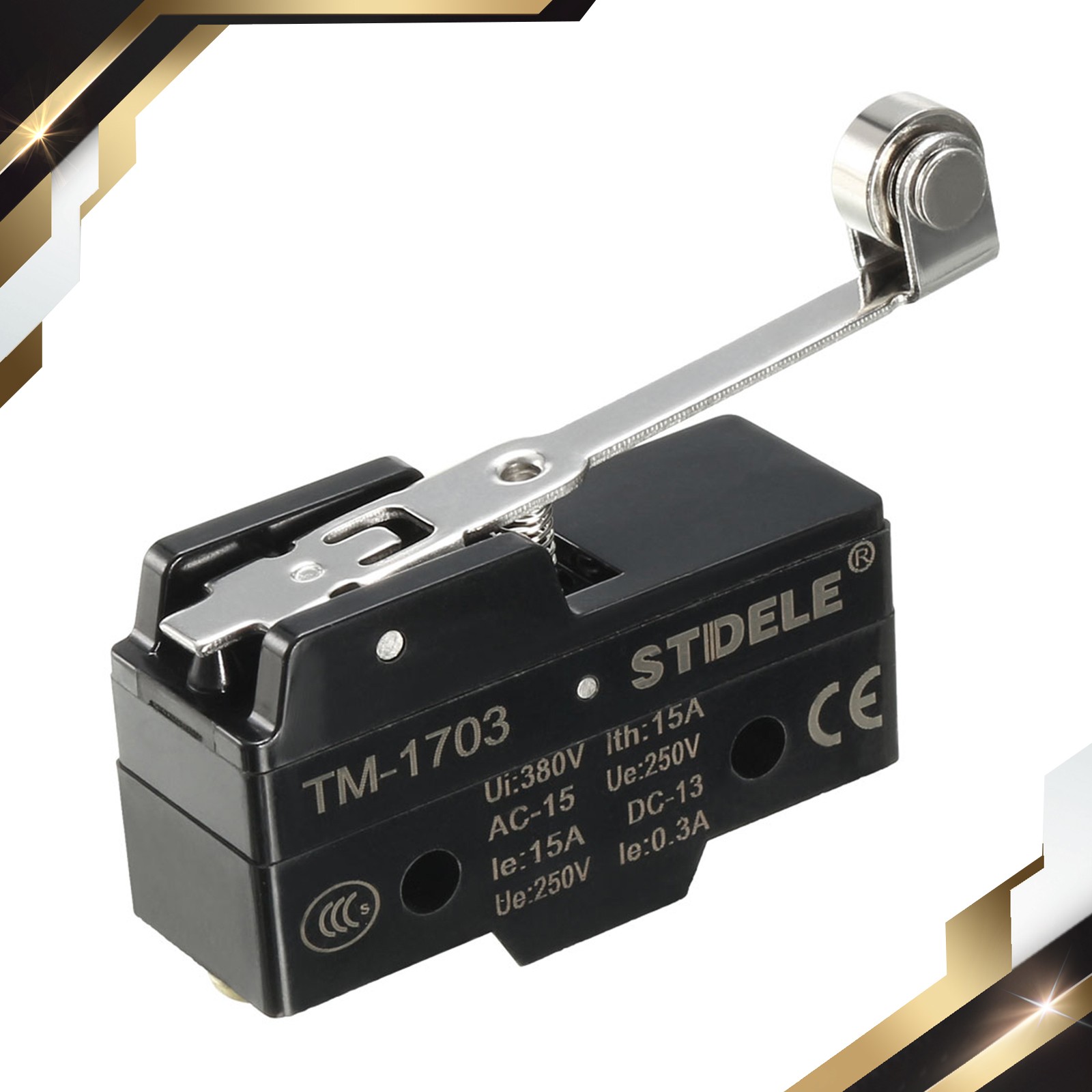 TM-1703 SPDT 1NO+1NC Panel Mount Long Hinge Roller Lever Limit Switch Terminals