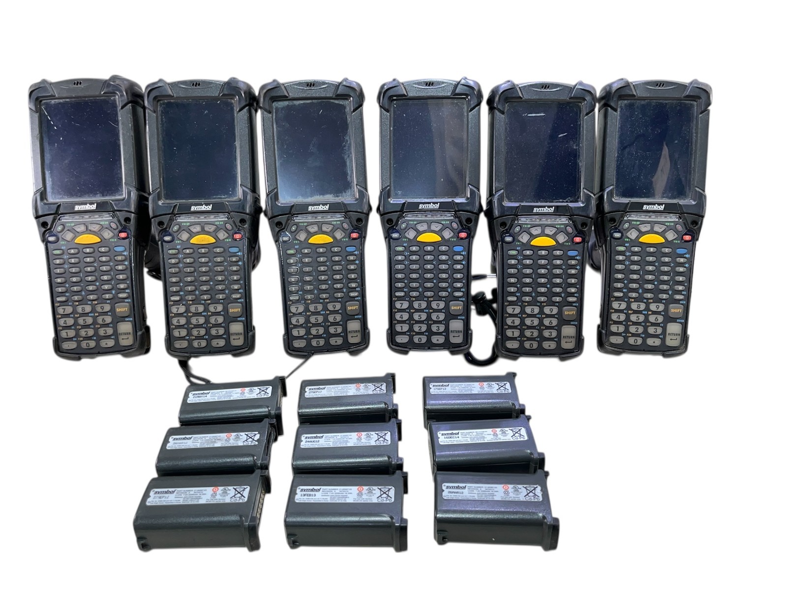 LOT OF 6:  SYMBOL MC92N0 MC920-GP0SYGYA6WR HANDHELD MOBILE SCANNERS + 9 BATTERY