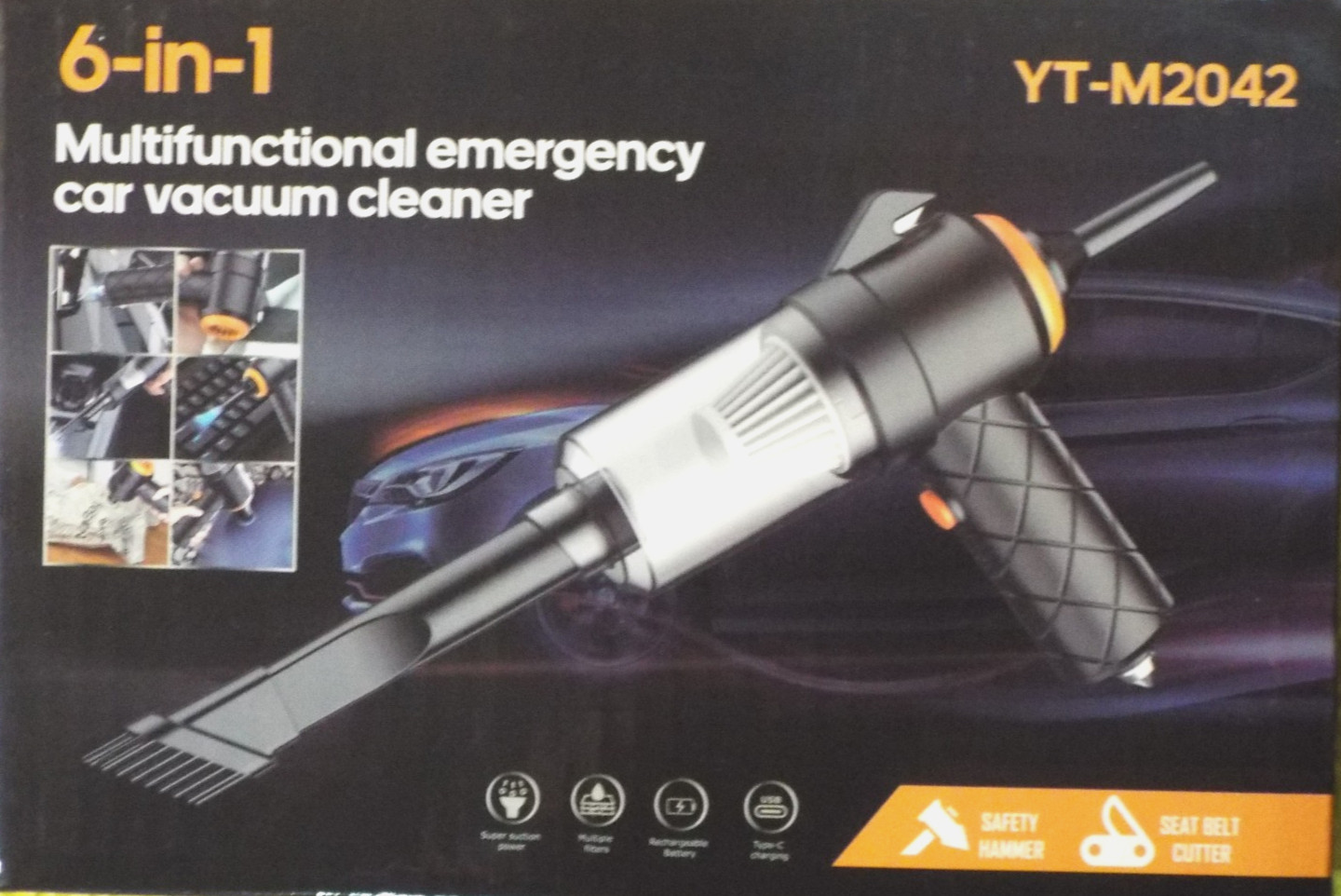 ​6-in-1 Cordless Multifunctional Emergency  Car Vacuum Cleaner YT-M2042