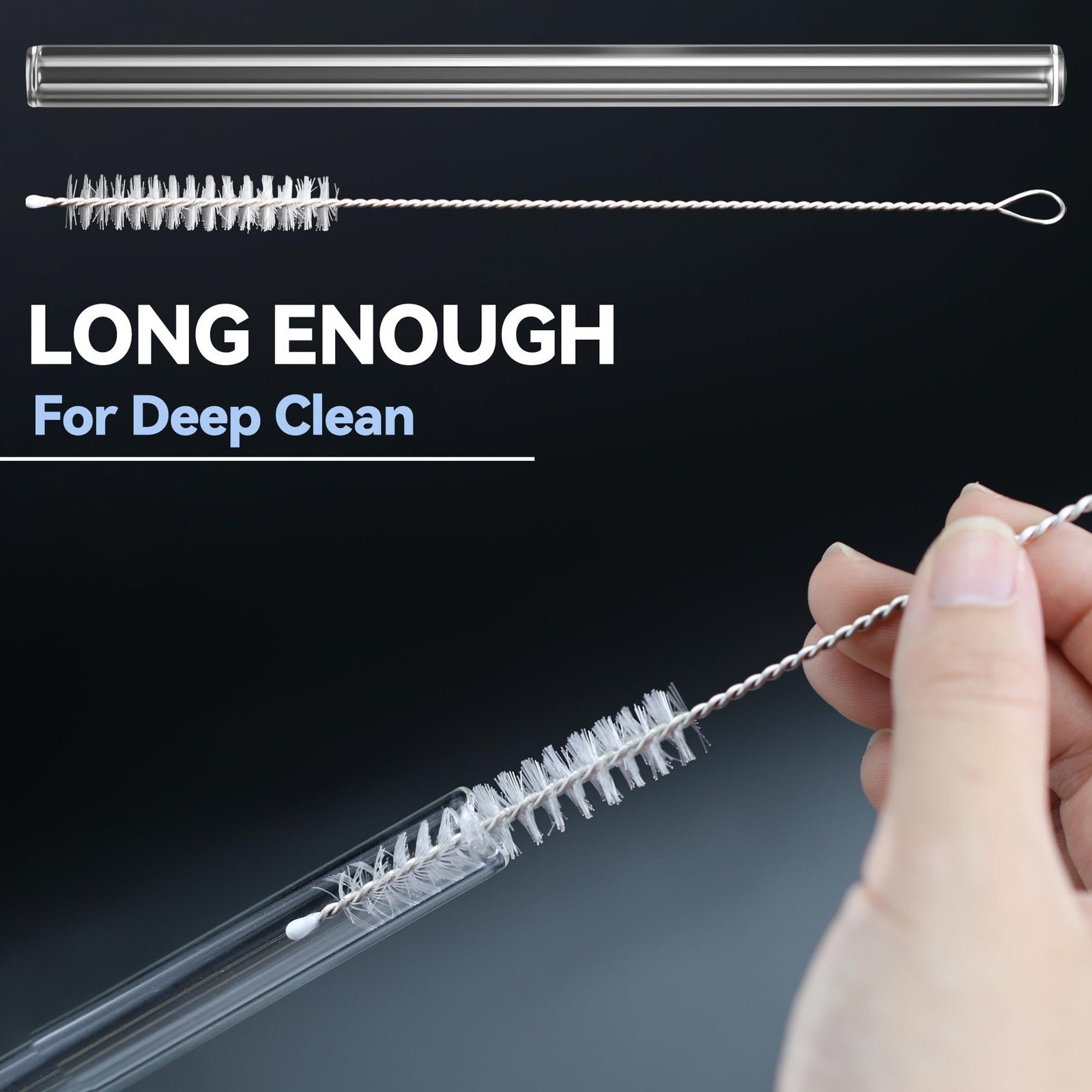 2PCS Reusable Glass Straws With Brush Compatible Smoothie Blender Replacement