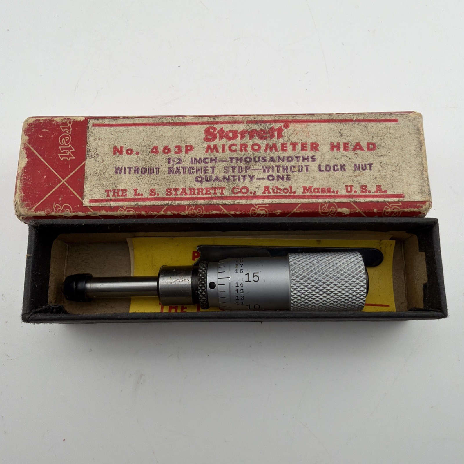 Starrett 463P Micrometer Head Vintage in New Old Stock 1/2"