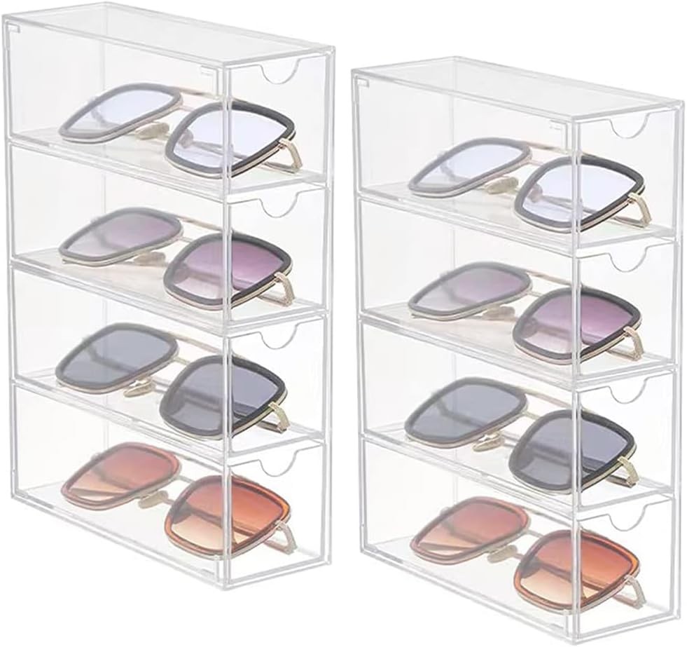 2 Pack Sunglass Storage Box 4 Layers Acrylic Eyeglass Organizer Art Craft &