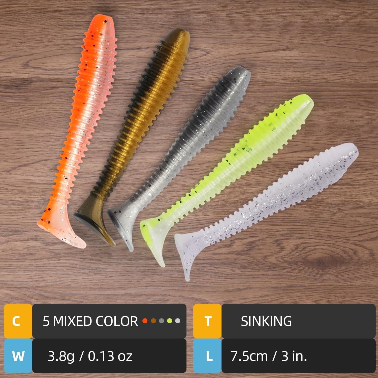 Texas Rig Kit 10 PCs 3/8oz with Paddle Tail 3/0, 3/8oz, 3/0 - 10Pack