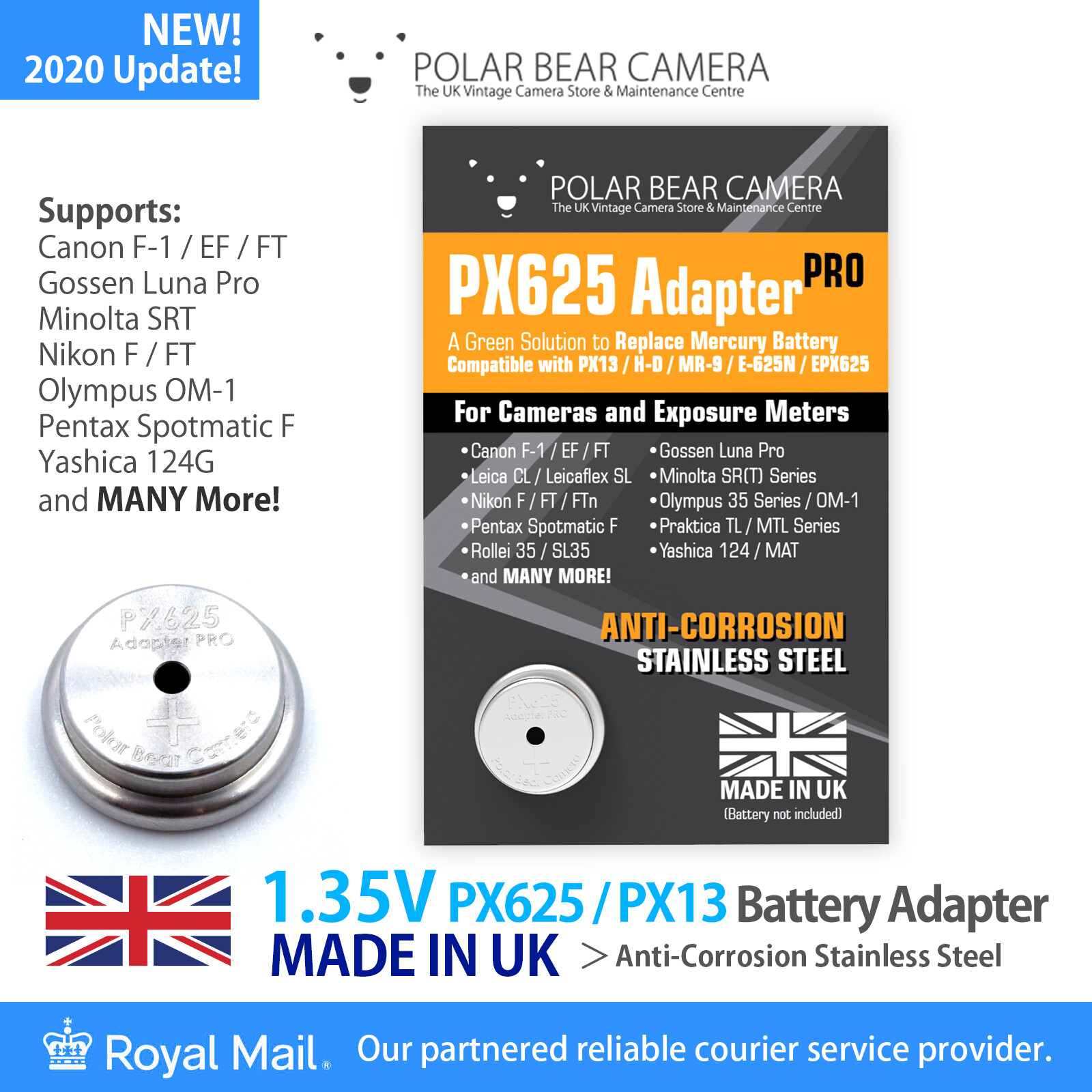 PX625 MR9 PX13 Mercury Battery Adapter PRO EPX625 V625PX RM625 KX625 H-D 1.35V