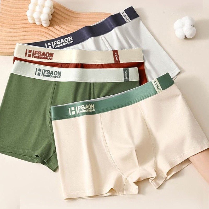 4 PCS Men's Underwear Soft Boxer Briefs Breathable Comfortable Trunks