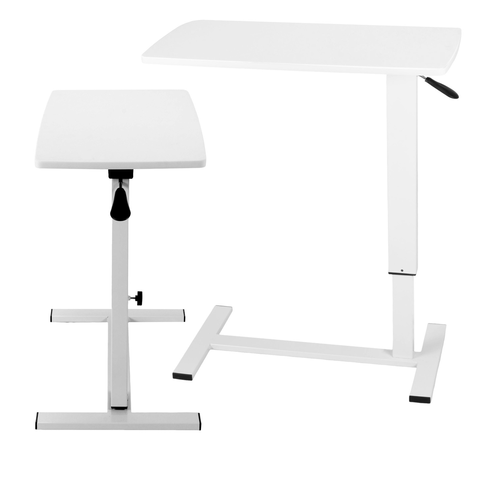 Overbed Bedside Table with Wheel Mobile Standing Desk for Hospital Home (White)