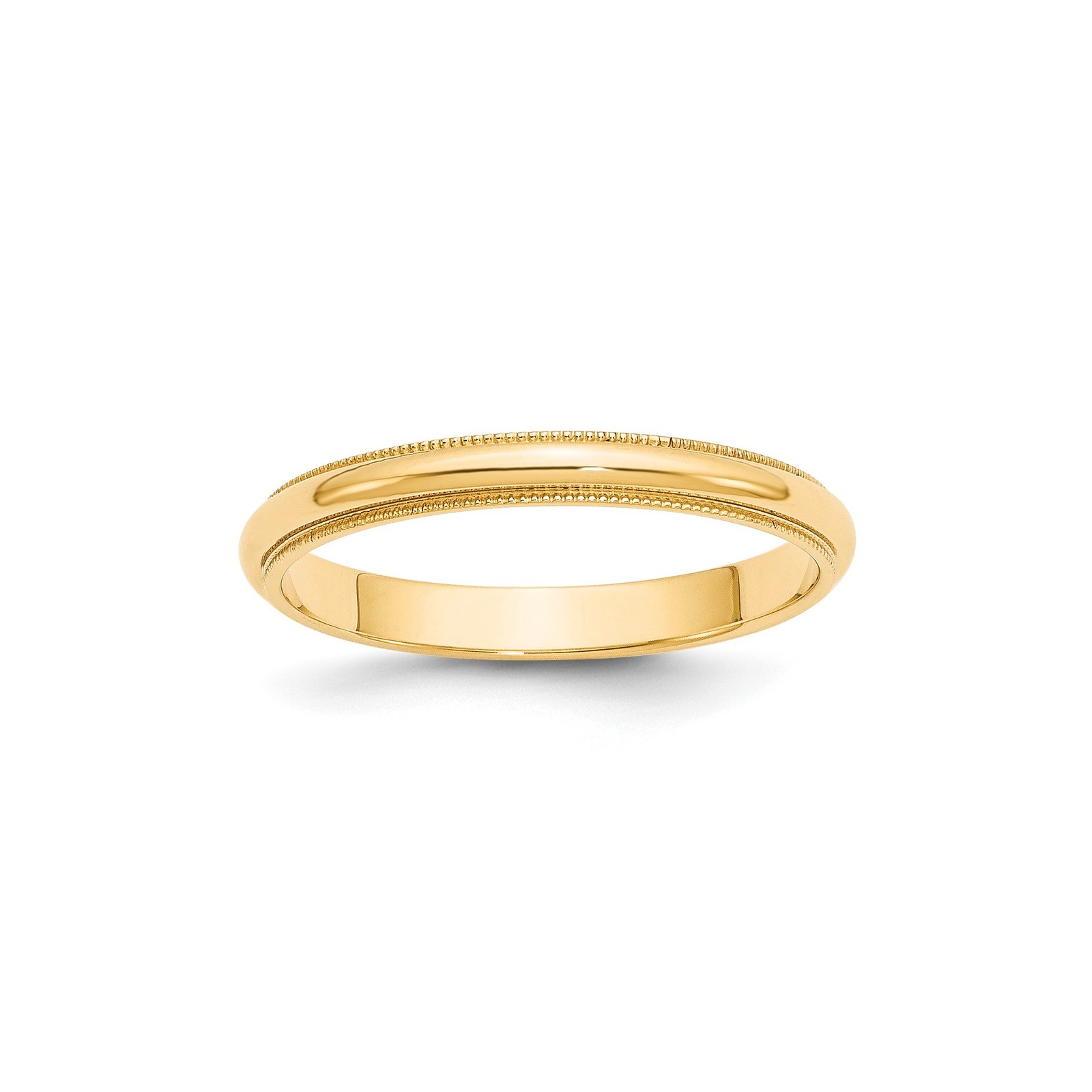 10k Yellow Gold Domed Wedding Band With Milgrain Edges No Stone, 3 Mm, Solid ...