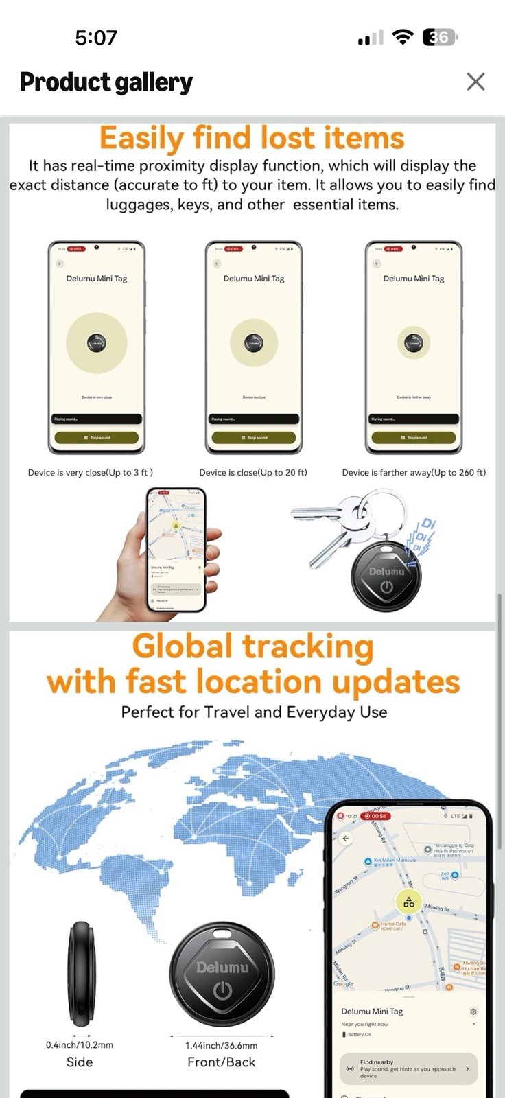 Delumu Mini Tag Bluetooth Item Tracker for Android Find Hub