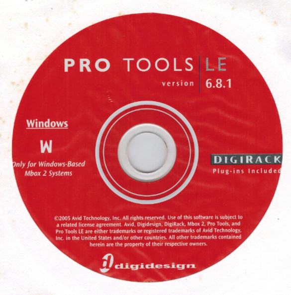 Avid Digidesign ProTools LE 6.8.1 for Mbox 2 DigiRack Windows CD-ROM (2005)