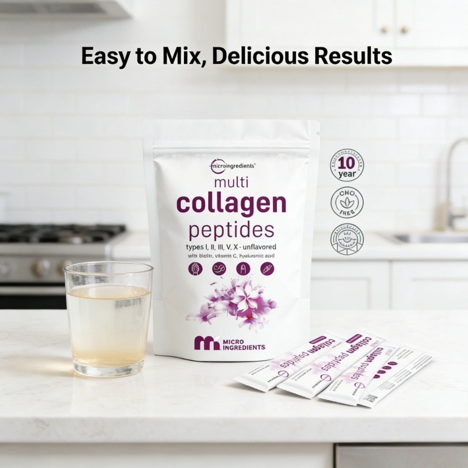 Micro Ingredients Hydrolyzed Multi Collagen (I,II,III,V,X) , Unflavored