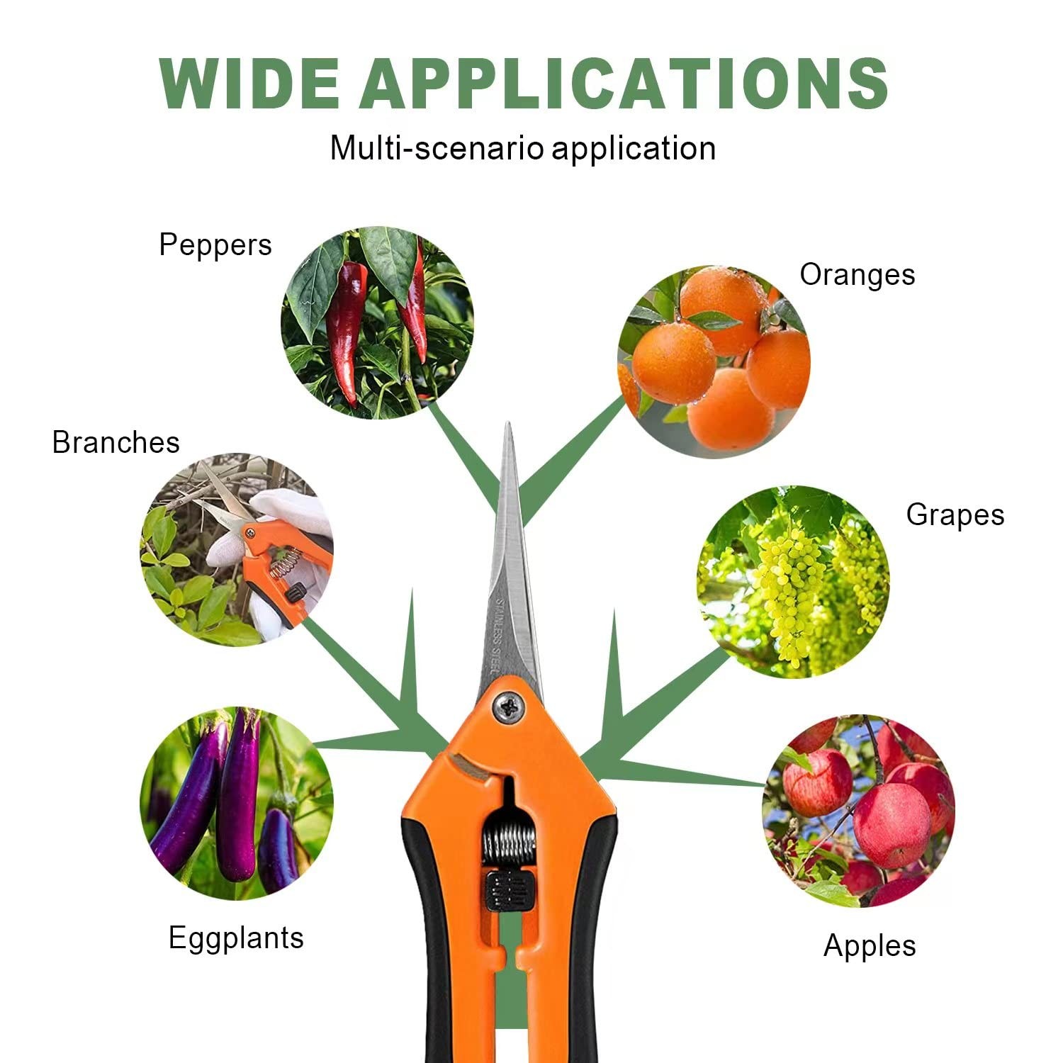 DAMOTEC Hand Pruner， Pruning Shear，Garden clippers, snip scissors, Orange