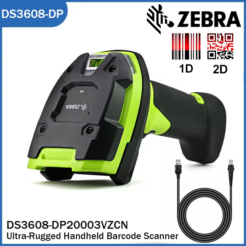 Zebra Barcode Scanner DS3608-DP Handheld 1D and 2D Imager with USB Cable