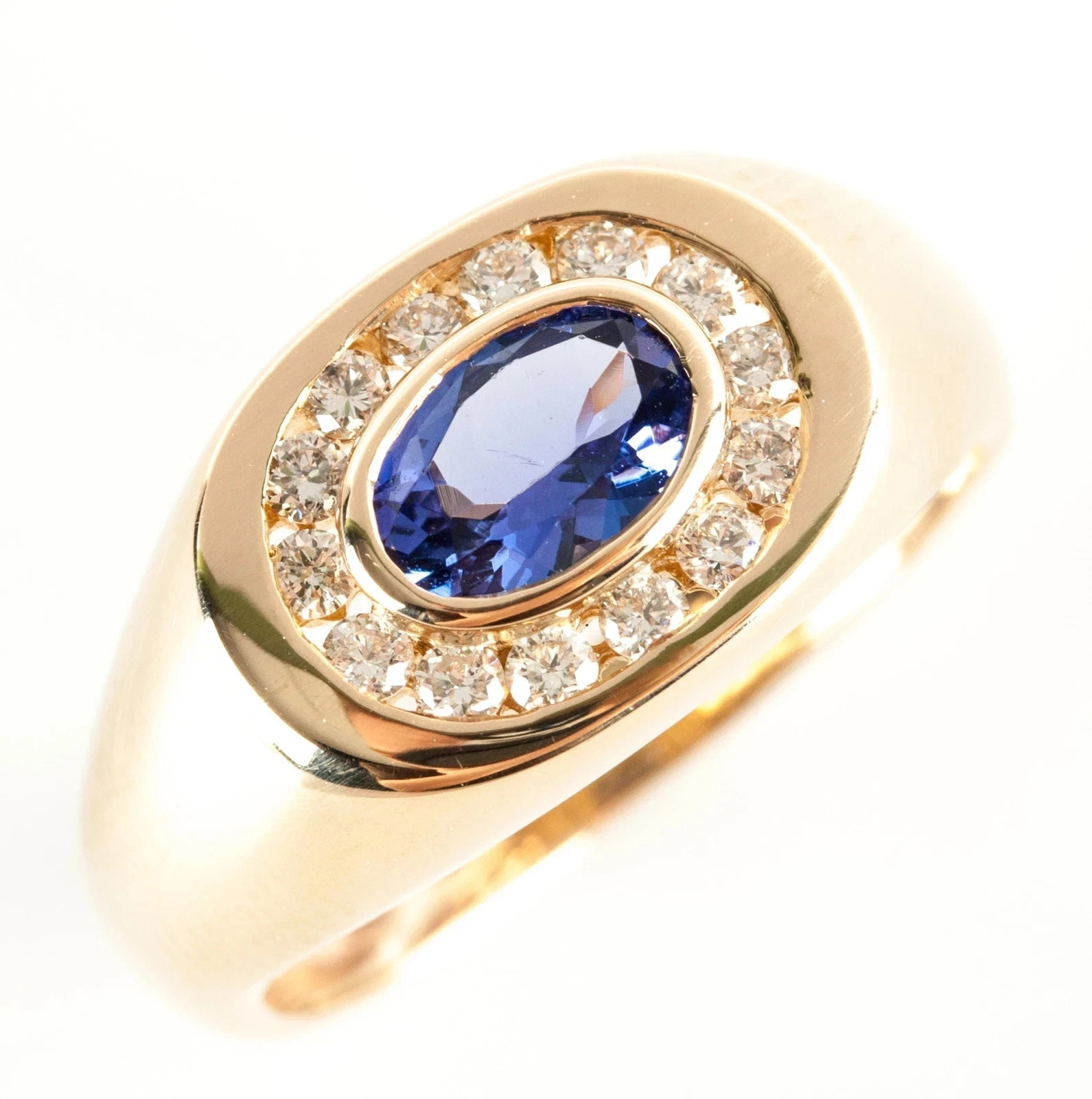 3.21 Ct Oval Cut Tanzanite Diamond Ring Wedding Ring 14K Yellow Gold