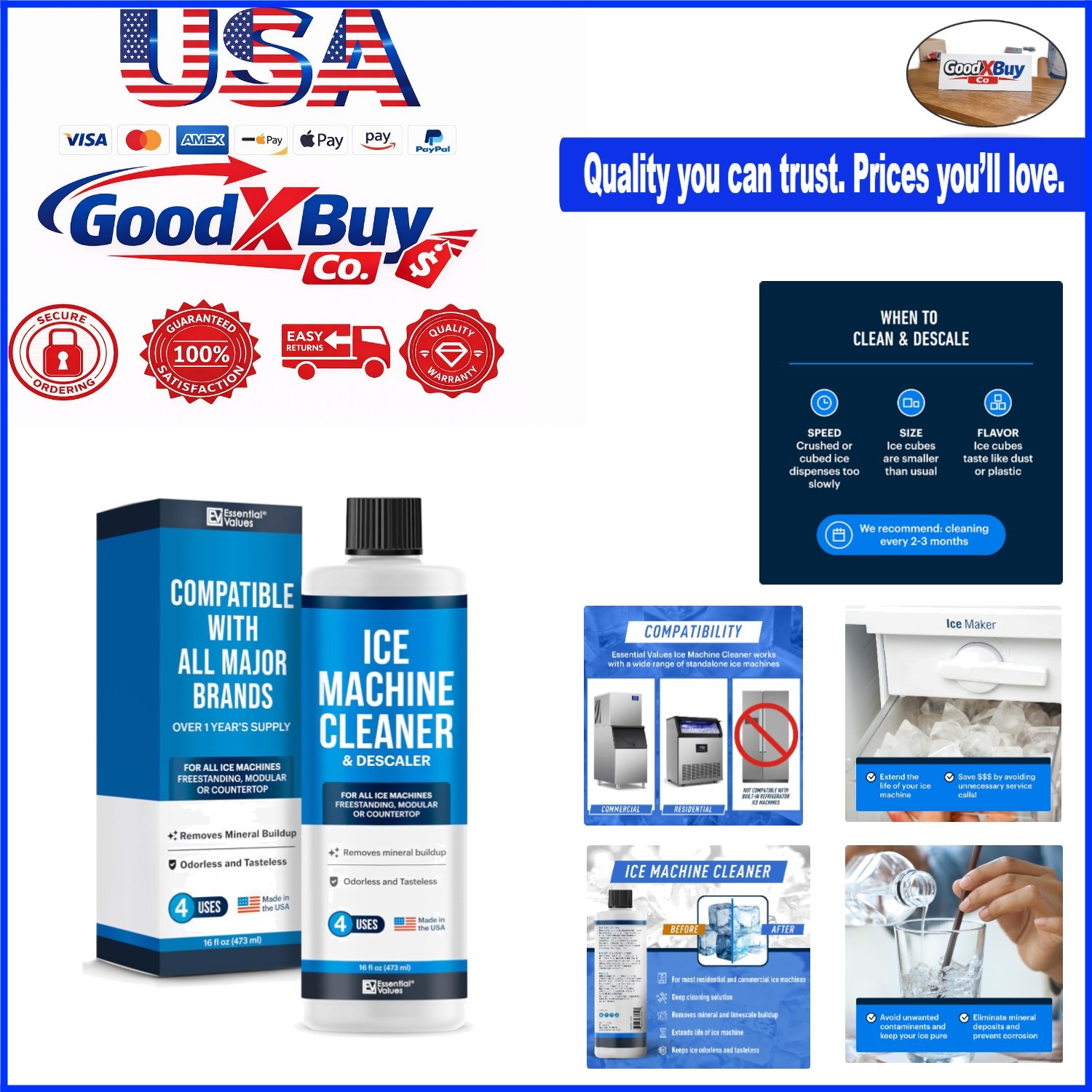 Ice Machine Descaler 16oz for All Major Brands - Multi-Use, Fragrance-Free, M...