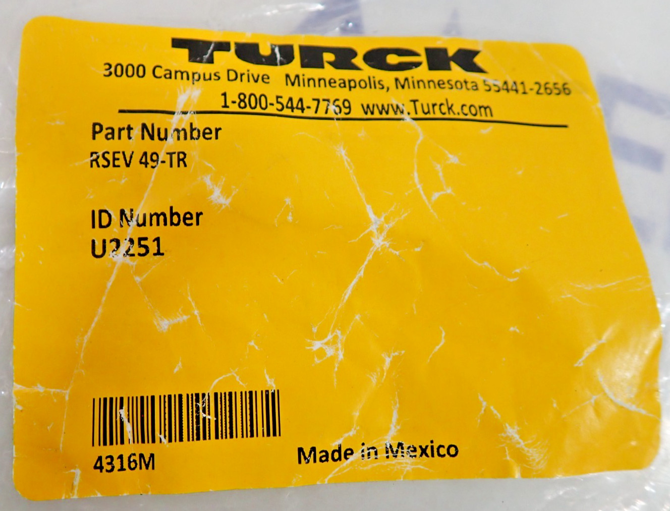 1 NEW Turck RSEV 49-TR QD Cable/Cord Set Connection Piece