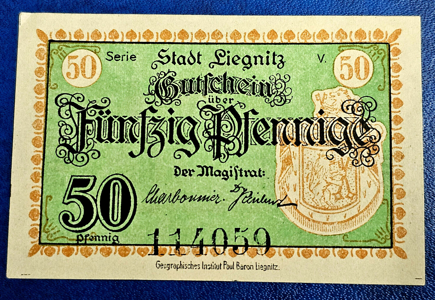 LIEGNITZ (LEGNICA) NOTGELD 50 PFENNIG 1920 EMERGENCY MONEY GERMANY (32294)