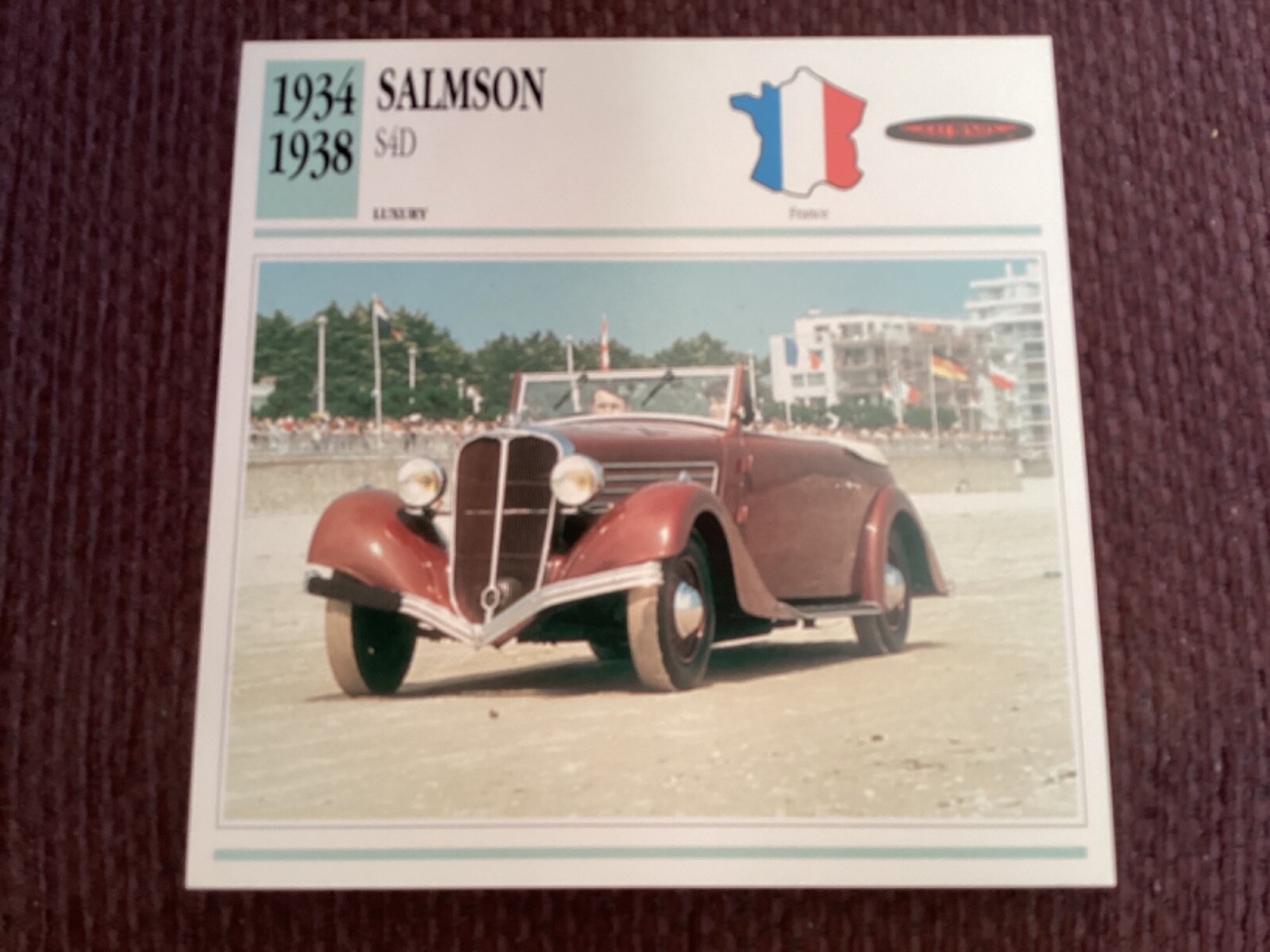Salmson S4D,    1934-38,    Luxury Class Car, France,  Collectors Card
