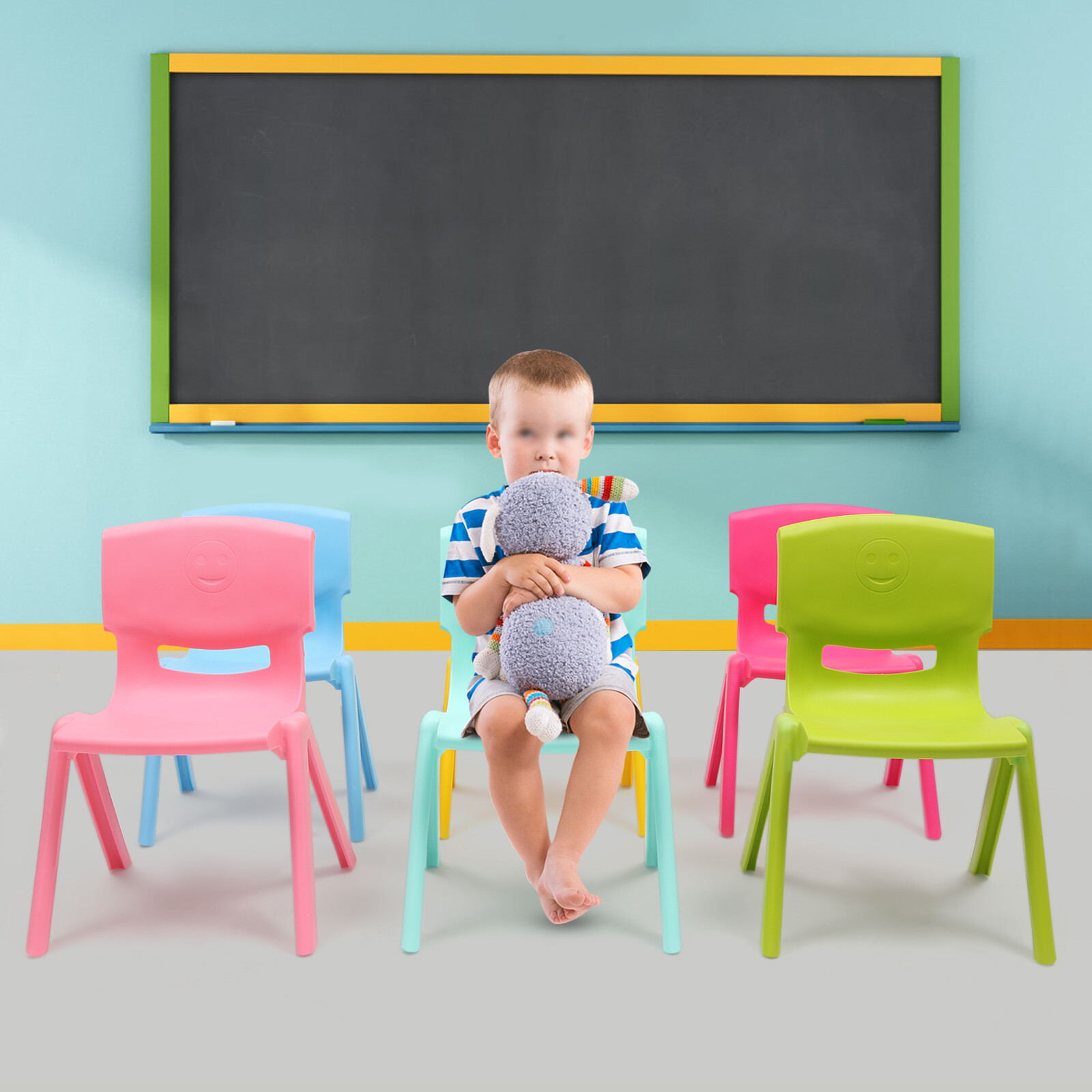6PCS Kids Stackable Chairs, 11in Height, 220lb Capacity, for Classroom Daycare