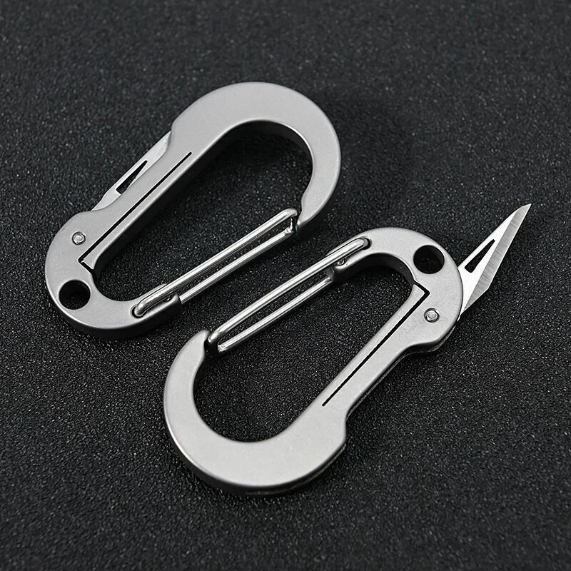 Mini Titanium Alloy Keychain Knife Carabiner Pocket Folding Knife Porable Tools