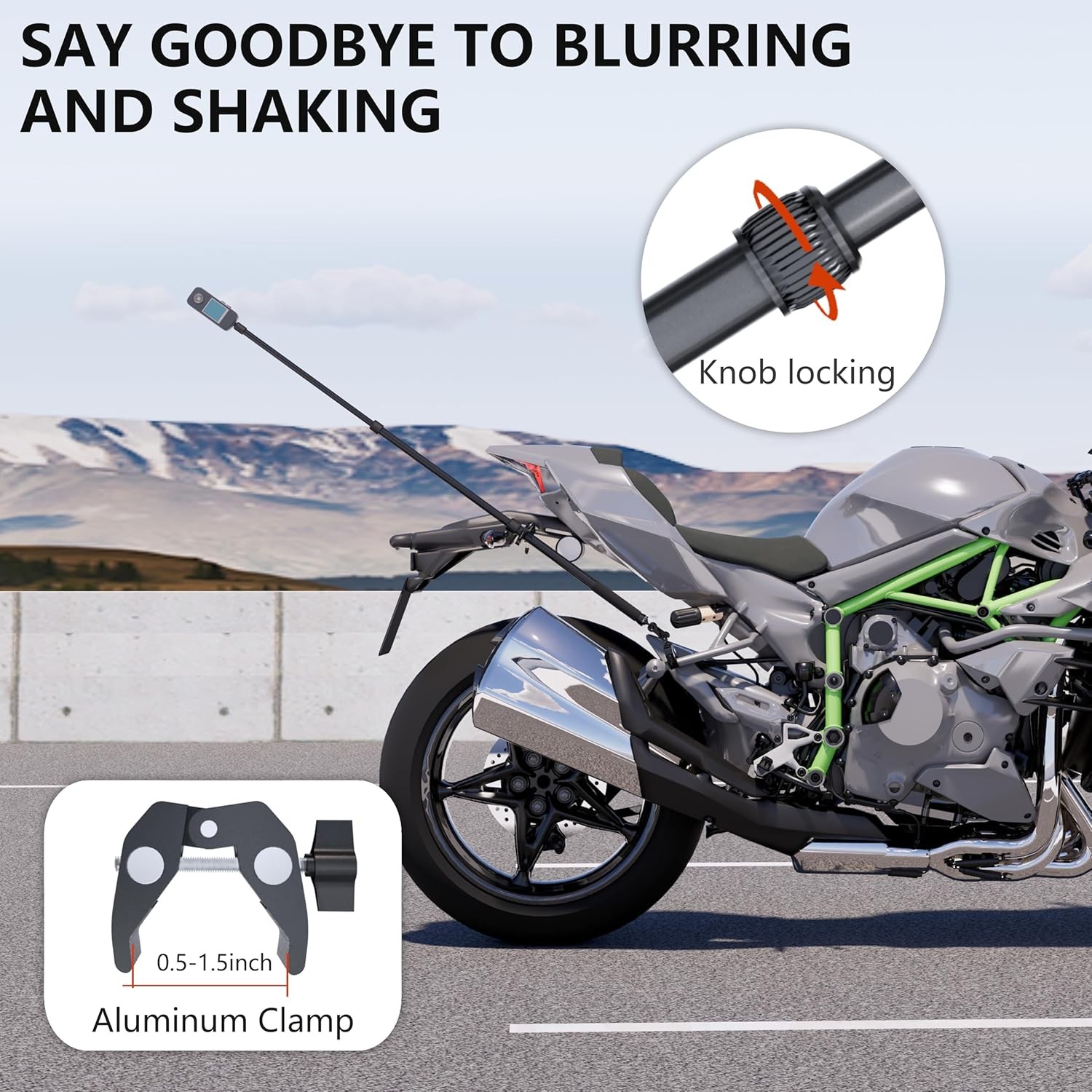360 Motorcycle Mount Kit, Universal Adjustable Motorcycle Camera Mount for Motor