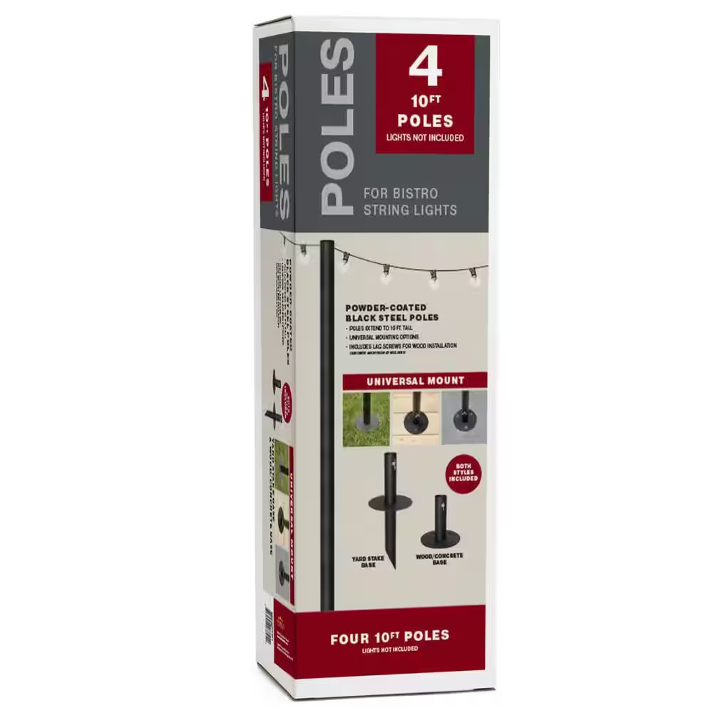 Four 10 Ft. String Light Poles