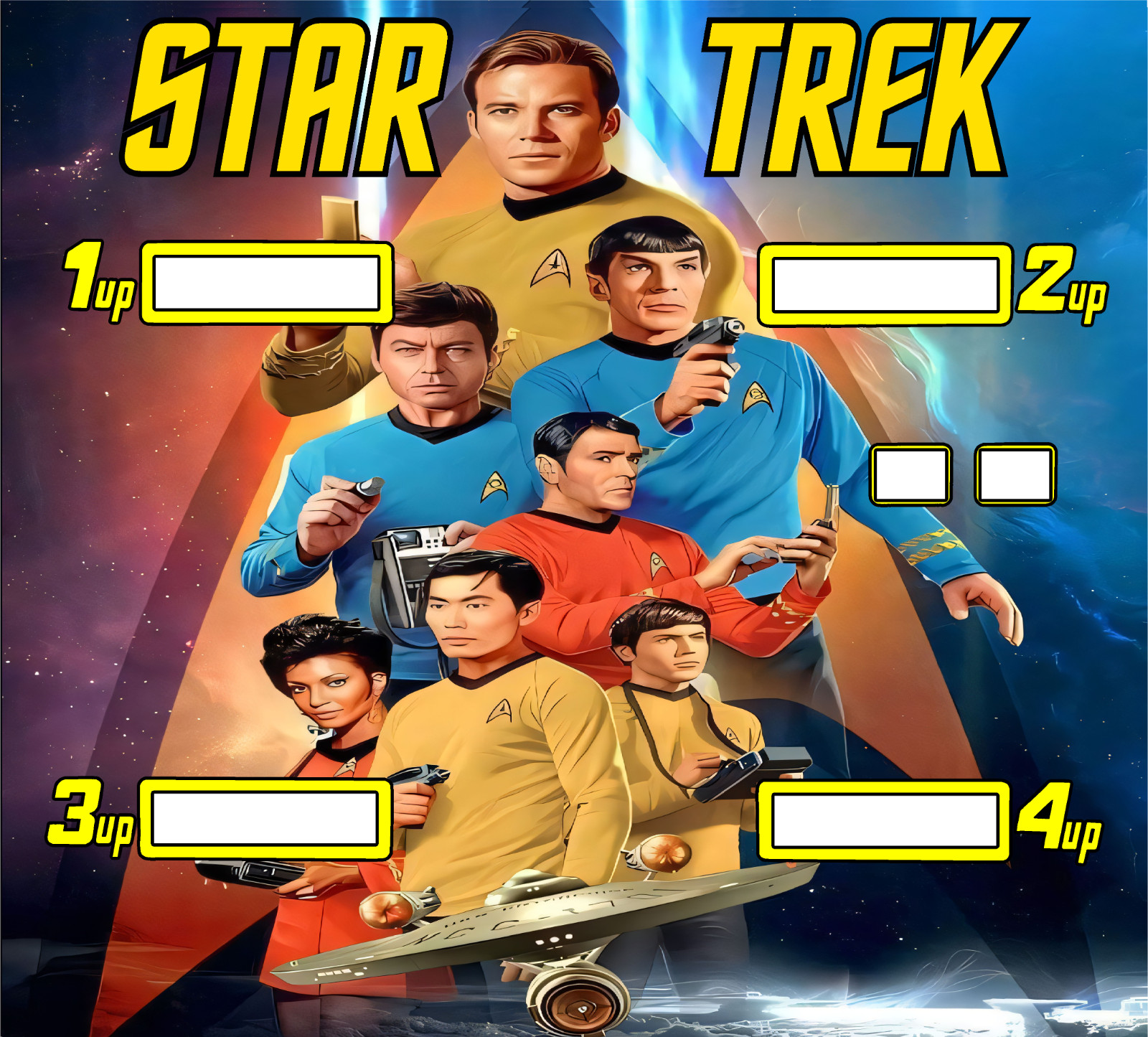 Bally STAR TREK Pinball Machine Translite Custom Replacement