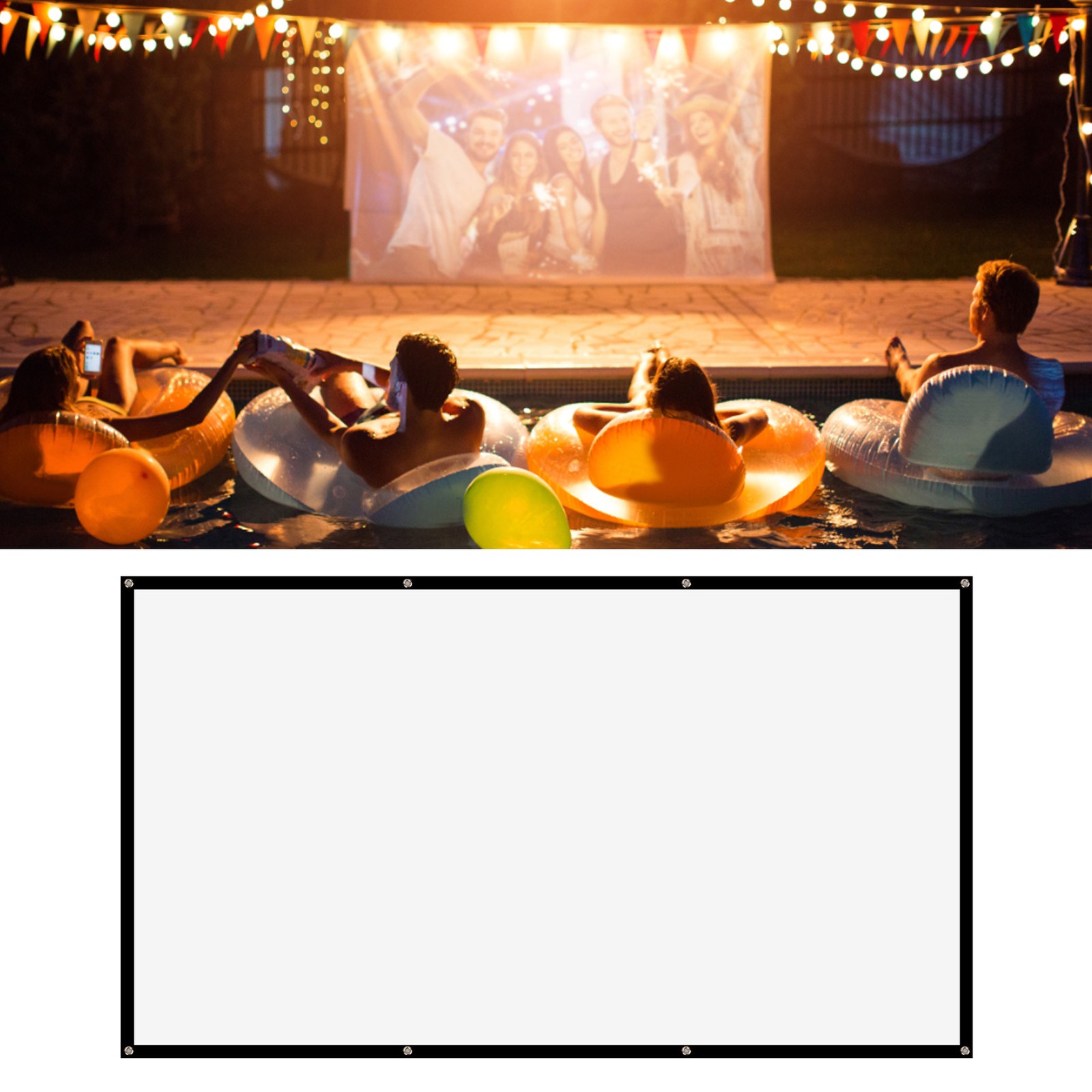 100 Inch Projector Screen Foldable Portable Soft Clear HD Projector Screen JDVF