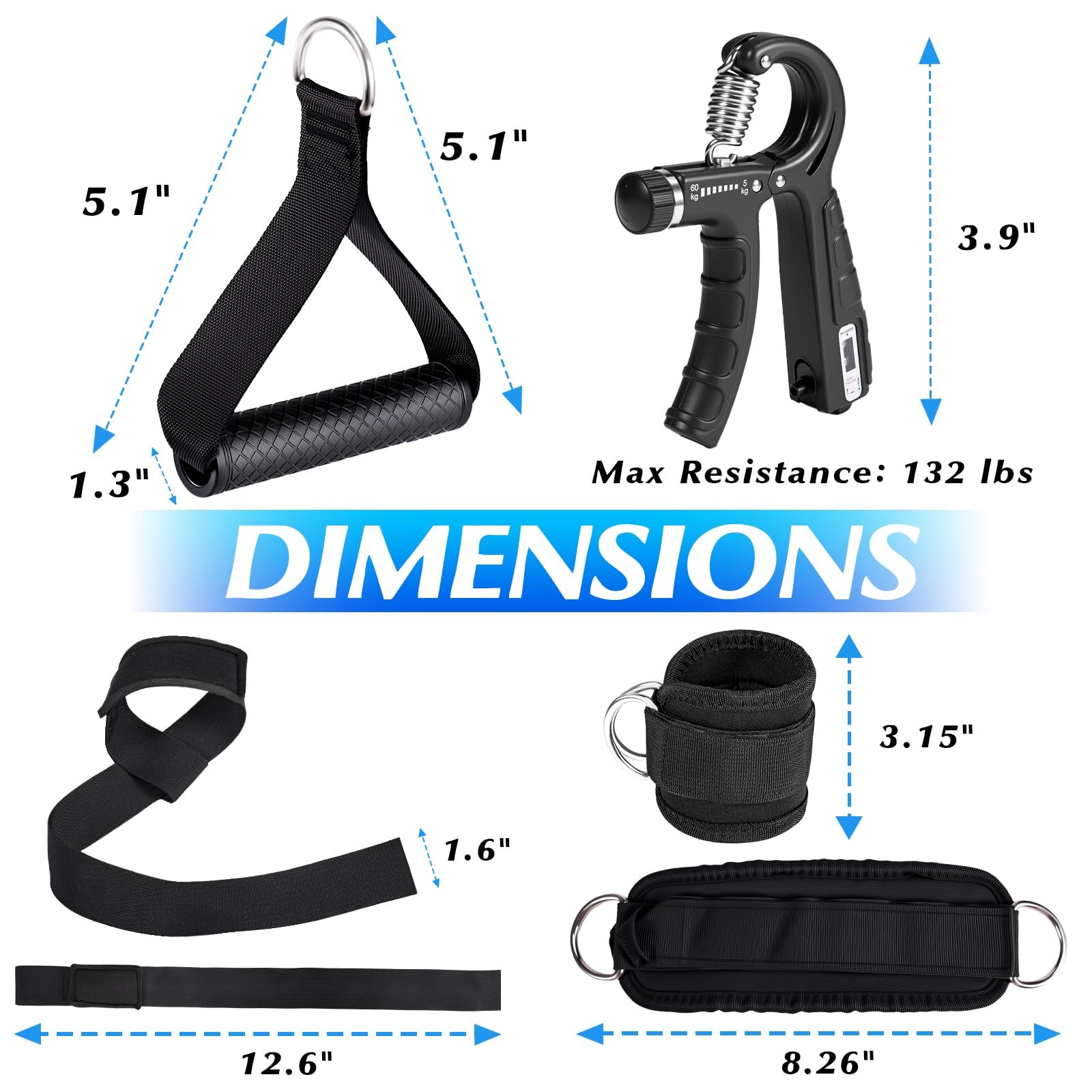 10-in-1 Cable Machine Attachments Set, LAT Pulldown Attachments Cable Accesso...