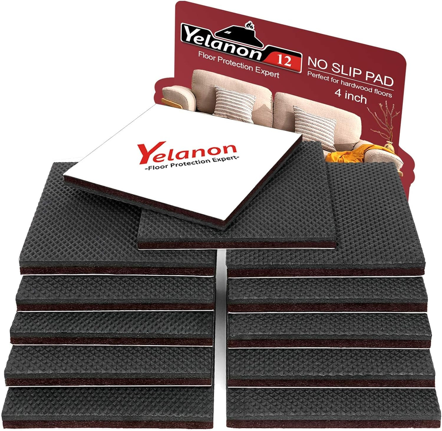 Non Slip Furniture Pads 12pcs 4" Furniture Grippers Hardwood Floors Non Skid New