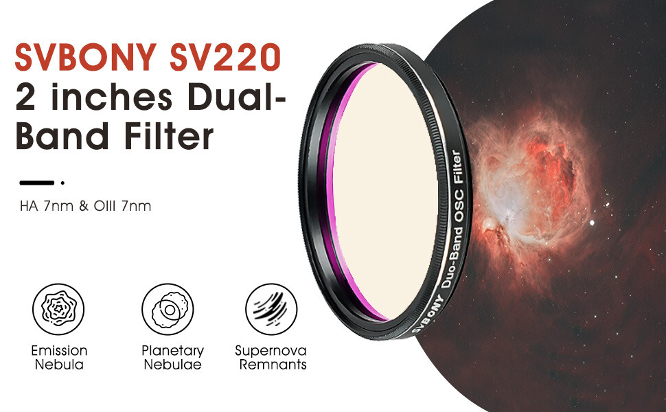 SVBONY SV220 H+O 7nm + 3nm 2'' Dual-Band Filter Set + M42-M48 Filter Drawer