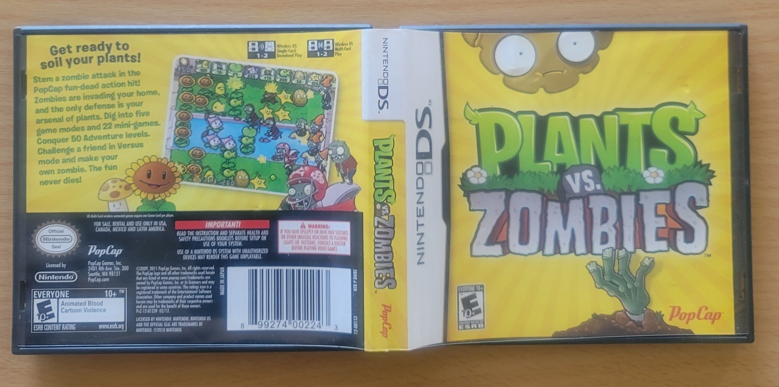 GENUINE ORIGINAL Plants Vs. Zombies Nintendo DS *NO GAME* Case ONLY