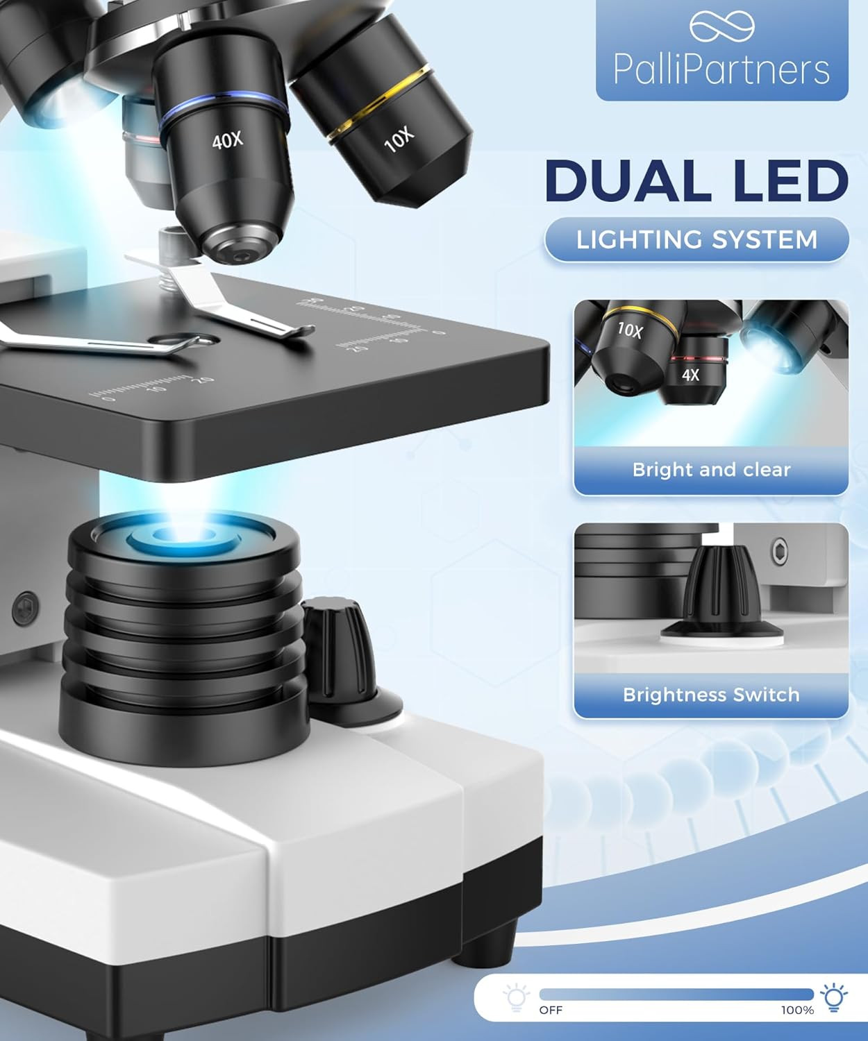 Compound Microscope for Adults & Students - 100X-2000X High-Power Biological Mic