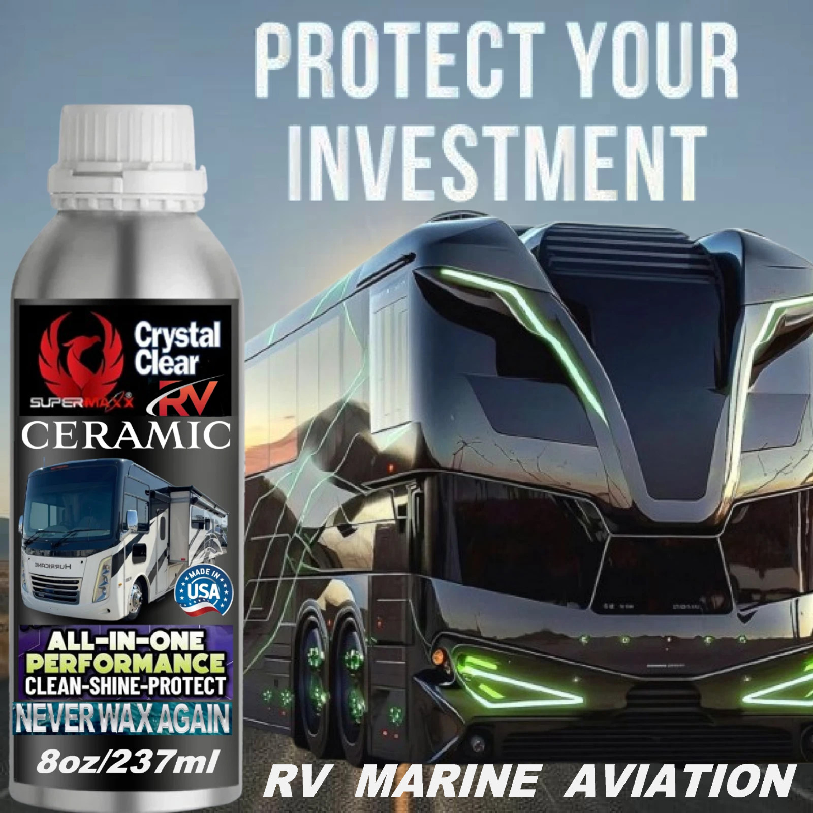 RV CERAMIC COATING MARINE GRADE 'ADVANCED TRICURE PAINT PROTECTION - '8oz/237ml'