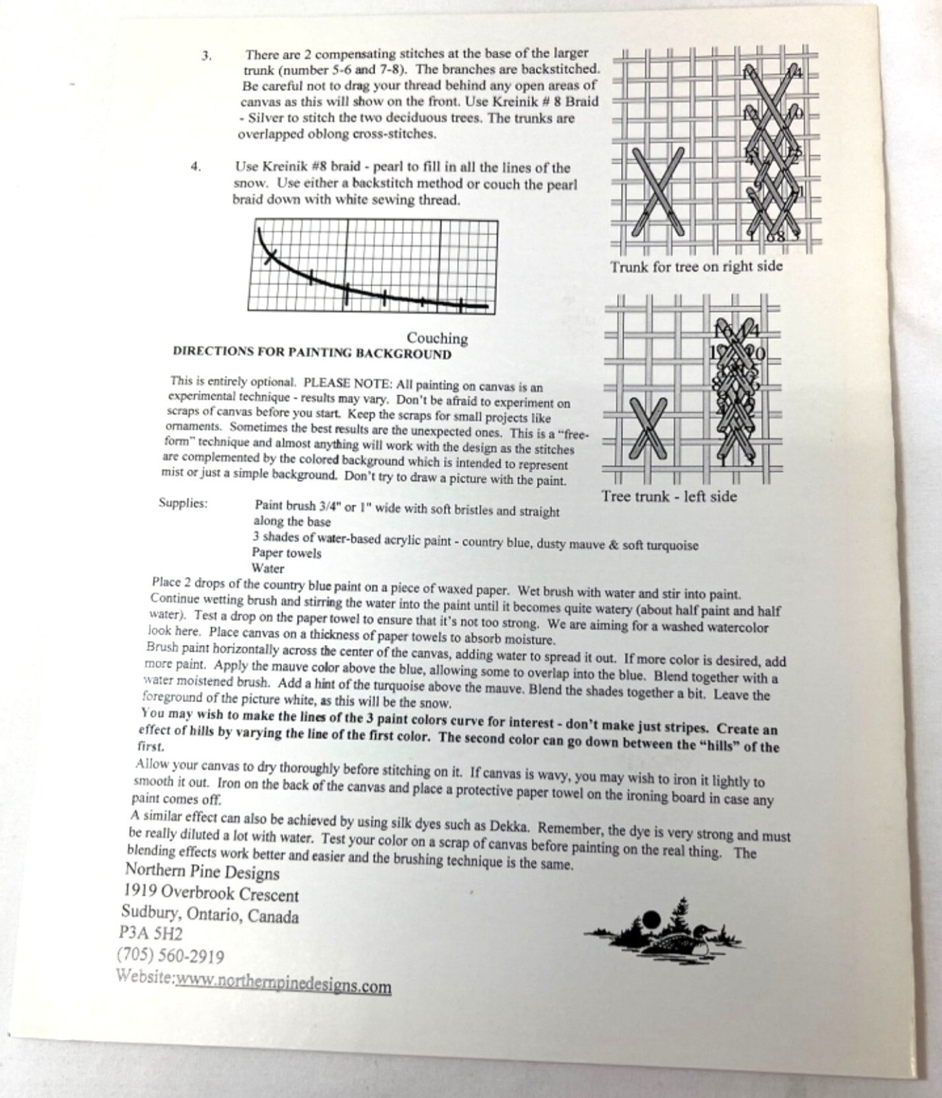 RARE Northern Pine Designs "Winter Dawn" Charted Canvaswork Pattern