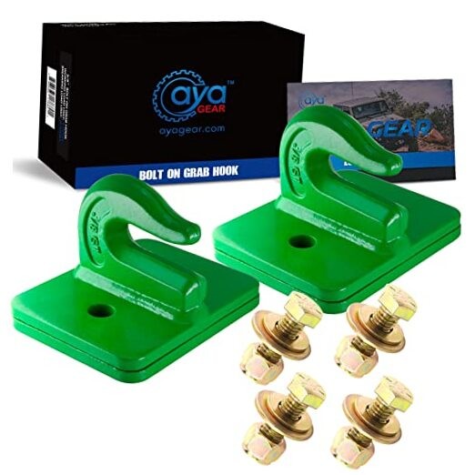 2 Pack 3/8-in Bolt On Grab Hook Mount with Backer Plate Grab Hook 3/8 in Green