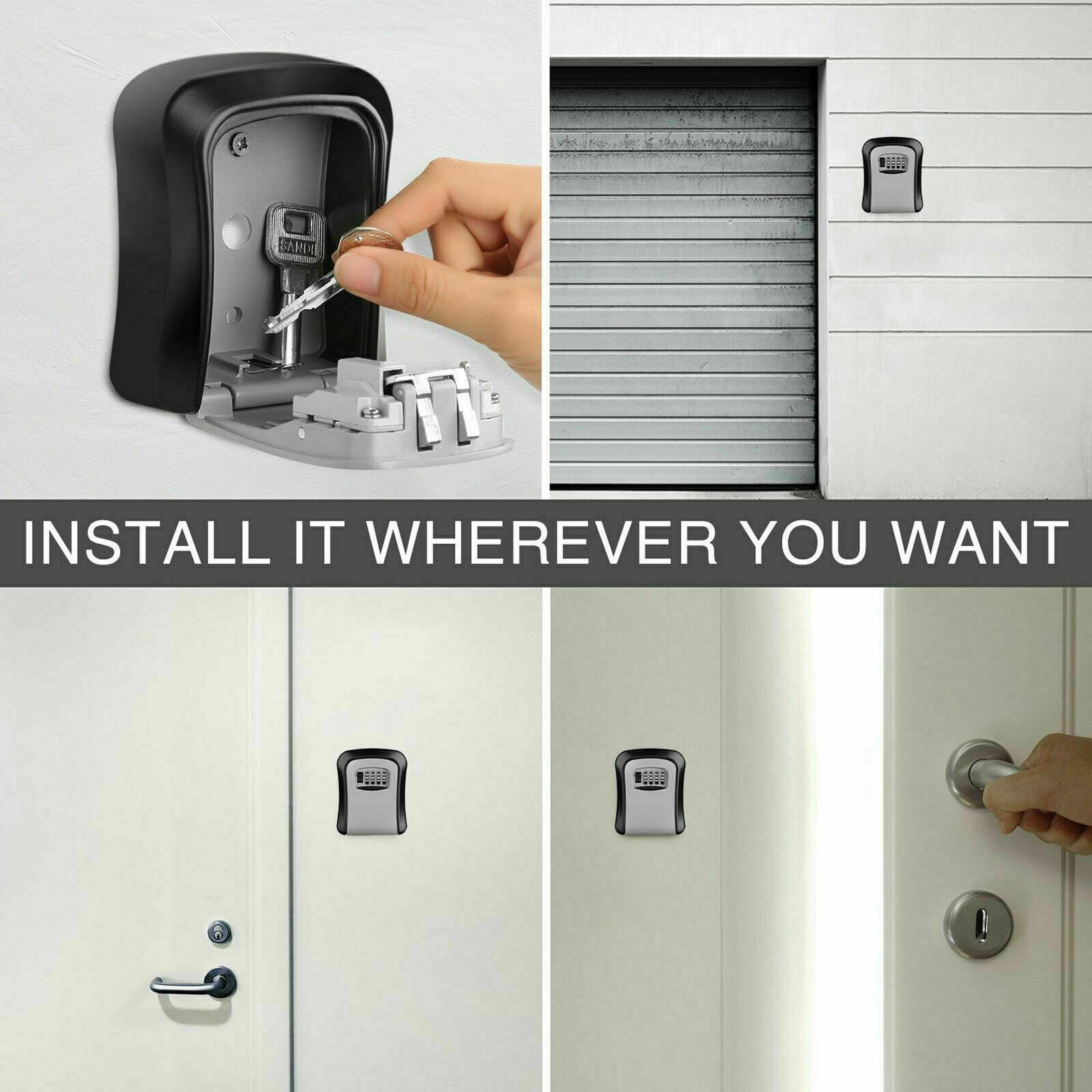 Key Safe Box 4 Digit Wall Mounted Outdoor High Security Code Lock Storage Home