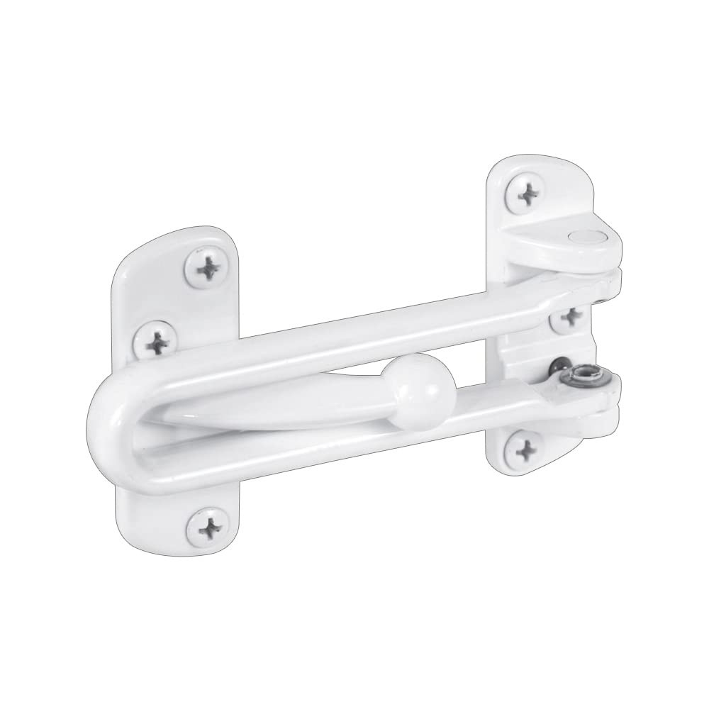 Swing Bar Lock Door Security 3-7/8 in Diecast Zinc White U 9902 Prime-Line Doors