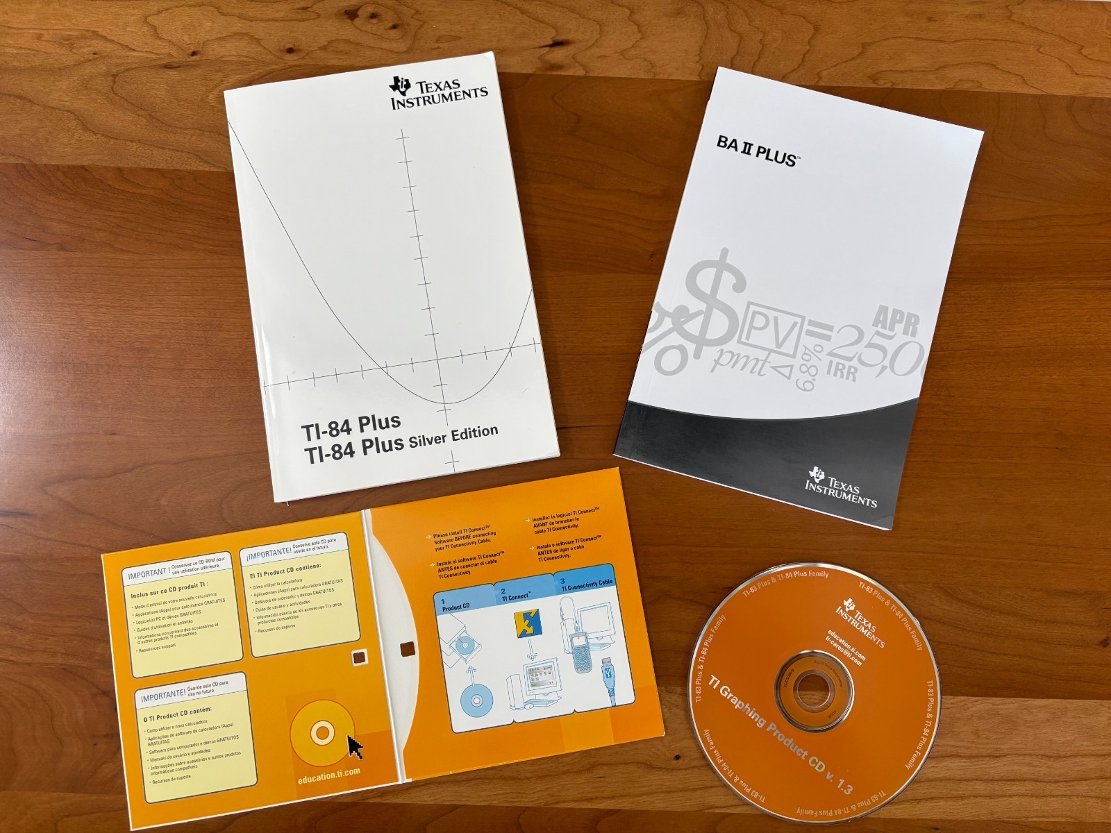 Set of 2 Texas Instruments Calculator Instruction Booklets + CD, Copyright 2004