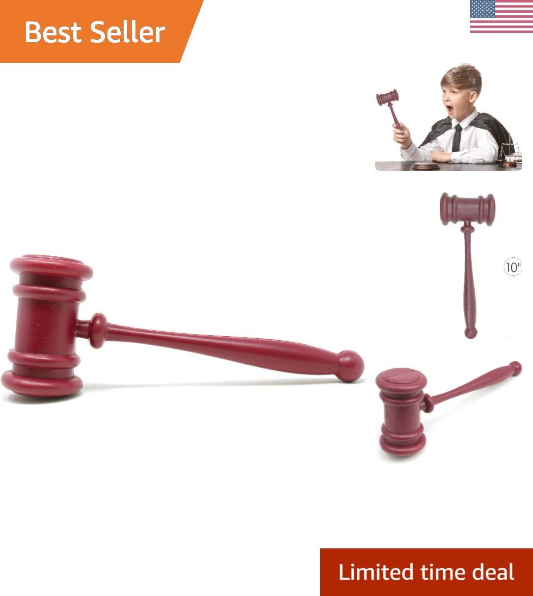 Judge Gavel Costume Accessory - Justice Costume Accessories Props for Courtro...