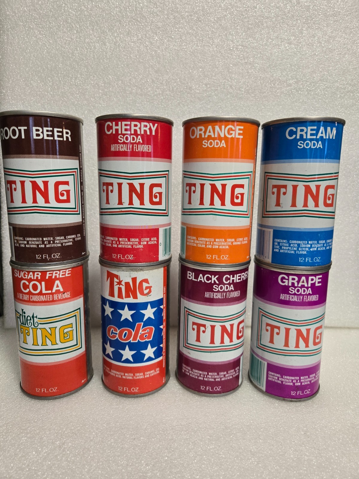 Vintage Rare Old Steel Soda Pop Can Lot of 8 Ting Cola Root Beer Cherry Diet